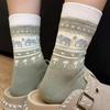 5 Pairs Breathable Mid Tube Socks Retro Knit Cartoon Animal Socks Women Stockings  Daily Wear