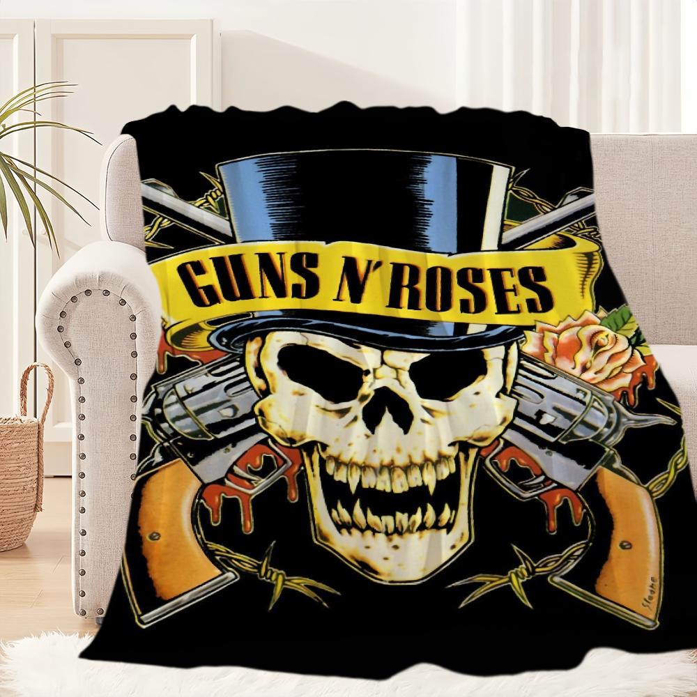 

Rock Band Guns N Roses Blanket Plush Nap Sofa rug for Living Room Warm Office Bedroom Birthday Home Travel Kid Gifts 75x90cm