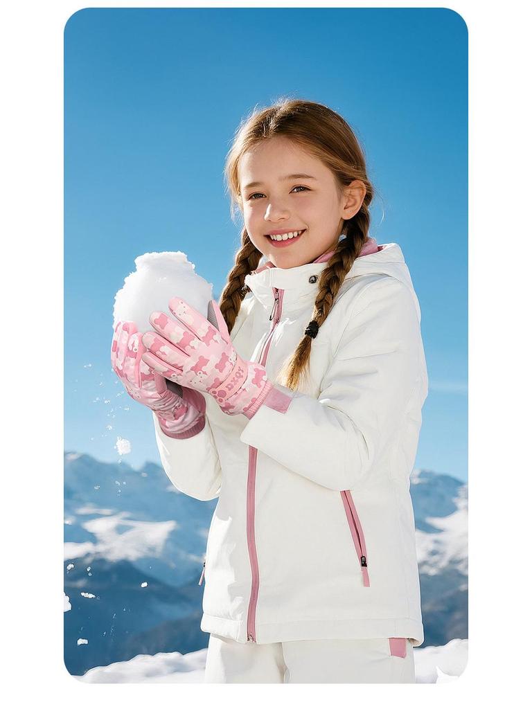Children's Warm Waterproof Winter Ski Gloves, Non-Slip, Fleece-Lined for Ice Skating and Snow Play