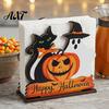 Desktop Tissue Storage Rack Halloween Ghost/Cat Wooden Napkin Holder, Cute Paper Towel Decorative Holder Stand, Freestanding Dispenser Organizer