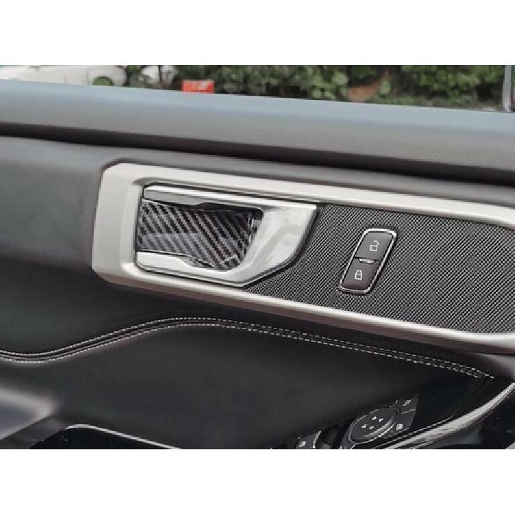 For Ford Explorer 2020-2022 ABS Carbon Fiber Interior Door Bowl Cover Trim 4pcs