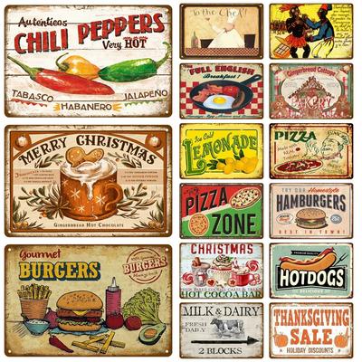 Pizza Wall Art Plate Zone Plaque Great Food Vintage Metal Sign Pub Bar Home Decoration Best Homemade Poster Tin Sign Decor Club