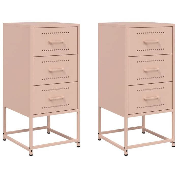 VidaXL Tables de chevet 2 pcs rose 36x39x78 cm acier, armoire, armoire latérale, meuble de chambre à coucher, table de 846581