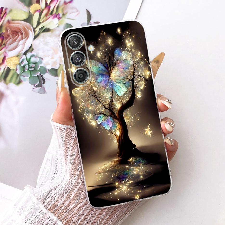 Etui do Samsung Galaxy M55 SM-M556B Nowe Kwiaty Motyl Malowane Pokrowiec Miękki Silikonowy Etui Do Samsung M55 M 15 Galaxy M15 Torby