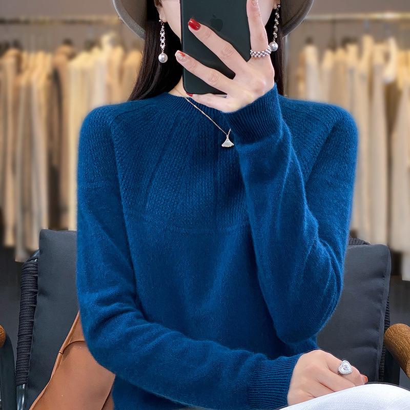 2023 Autumn/Winter Knit Round Neck Solid Color Versatile Pullover Sweater