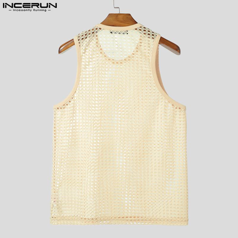 INCERUN Zweiteilige Herren Hollow Ärmellose Tanktops und Shorts Strandoutfits Sets 2PCS