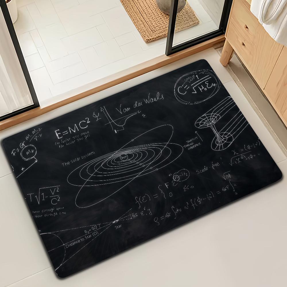 

E=mc2 Formula Science Door Mat Bath Microfiber Decorative Versatile Flannel Floor Mat Quick Dry Absorbent Non-slip Sole 40cm x 60cm
