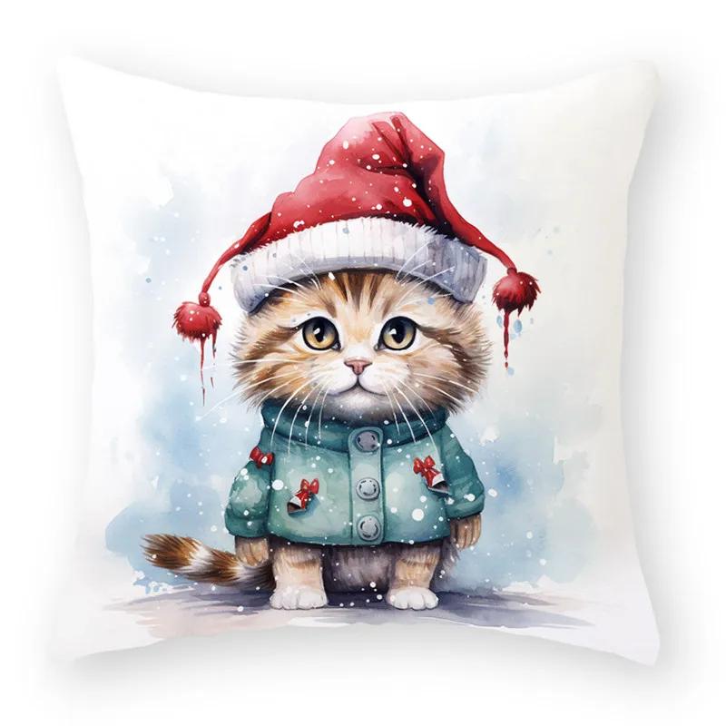 Gnome Santa Cat Dog Animal Throw Pillow Cover With Short Plush Print For Living Room Sofa Decoration Cushion Cover Pillow Covers