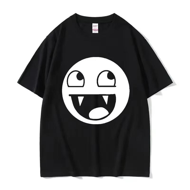 Epic Face Domo Kun European and American Fun and Funny Emoji Pattern Trendy Brand Short-sleeved T-shirt for Men and Women Tops