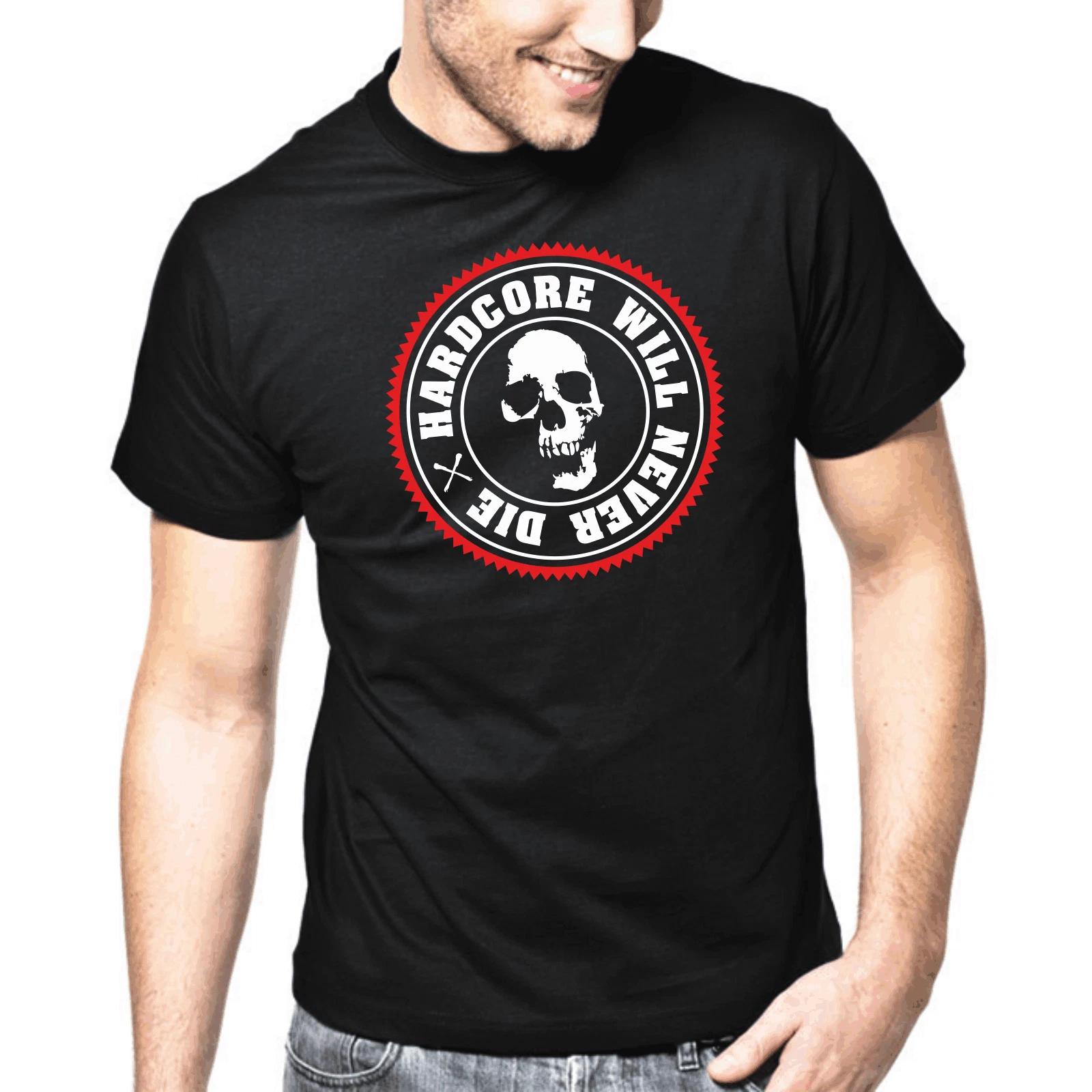 Men s and Women s T-shirts Hardcore Will Never Die Hardstyle Dj Skull Patter Gift M