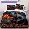Custom Name Dragons Fiery Majesty Bedding,Quilt Set Quilt Cover Pillowcase Home Birthday Gift(1 * duvet cover + 2 * pillowcase, without core)_lx