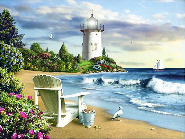 Diamond Painting Lighthouse Craft Kit 5D DIY Diamond Embroidery Garden Landscape Full Round Drill Home Decor
