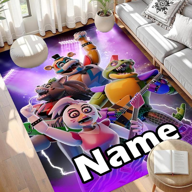 Custom Name Personalized Five Nights at Freddy's Print Carpet, Versatile Home Decor Rug, for Playroom, Apartment, Balcony, Entryway, Hallway Gift