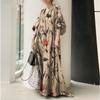 Printed V-neck Simple Loose Casual Long Plus Size Dress