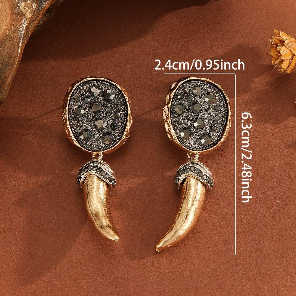 Exaggerated Ox Horn Pendant Necklace Earrings Irregular Sweater Chain Choker Clavicle Chain  Daily