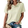 Women's Short Sleeve Shirt Breathable Casual Color Reinforced Collar Top for Outdoor Daily Wear