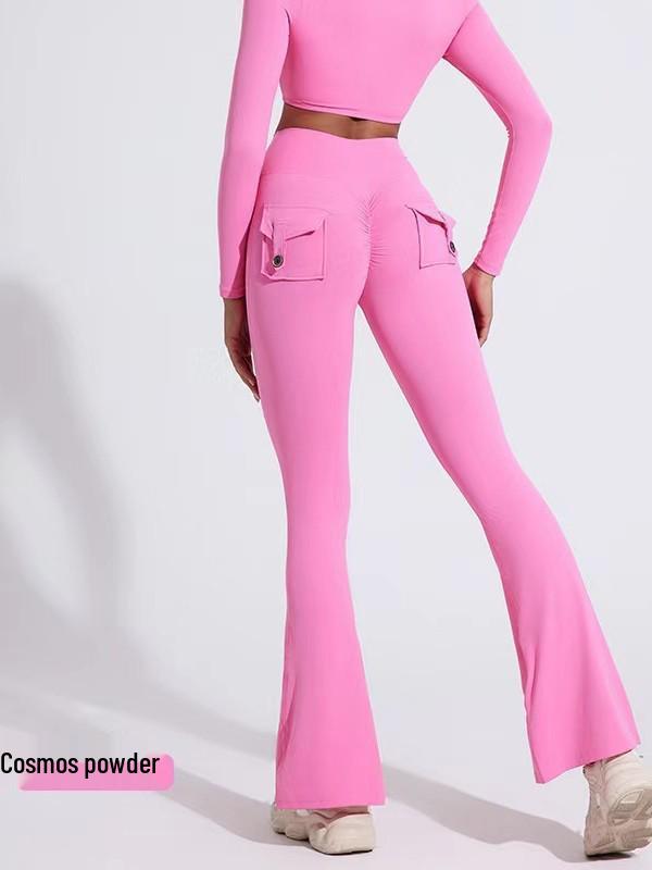 Dames Sneldrogende Wijde Yogabroek met Zakken – Perzik Heupopheffend, Casual Sport & Fitness Kleding