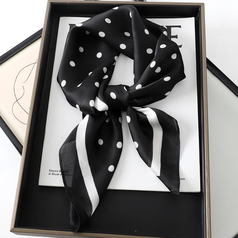70x70cm Women Scarf Silk Feeling Hair Neck Square Brand Office Bandanna Muffler Waiter Flight Attendants Handkerchief Rings Wrap
