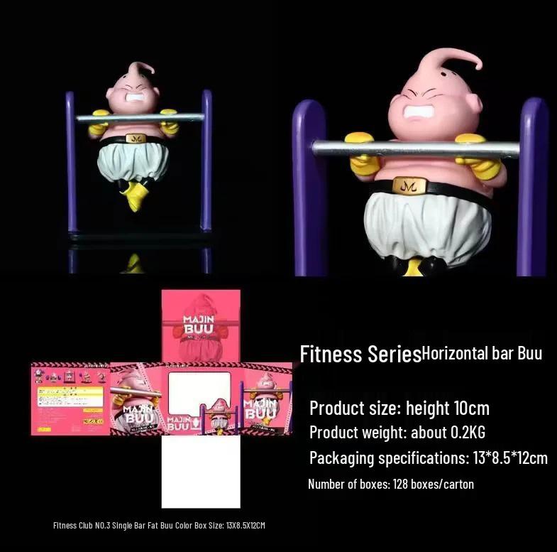 

Dragon Ball Five Styles Fitness Equipment: Pull-up Bar, Yoga, Running, Barbell, Boxing & Buu Action Figure Ornament.