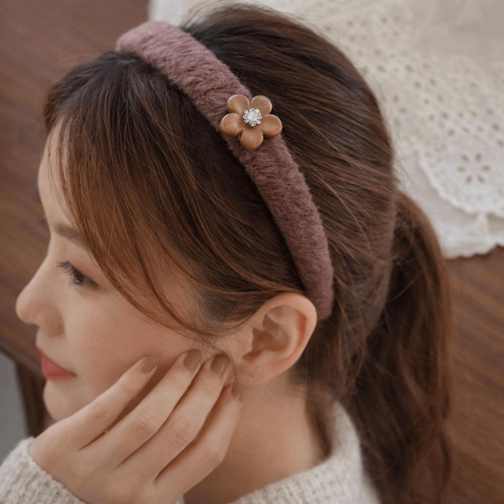 Korean Style Retro Headband Vintage Exquisite Flower Knitted Hair Band Headwear Non-Slip Thin Edge Hairband Lady