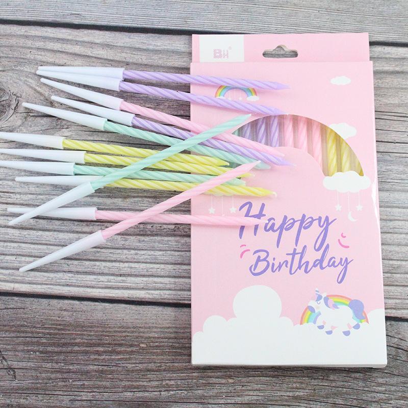 New Birthday Candle Happy Encounter A3 Slender Colored Crystal Spiral 12 Boxed Party Candles