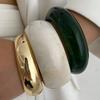 Salircon Vintage Irregular Resin Acrylic Thick Wide Bracelet Bangle Women Hip Hop Punk Exaggerated Heavy Metal Bangles Jewelry