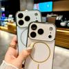 Luxury Crystal Lens AG Frosted Magnetic Case For iPhone 17 Air 16 15 14 13 12 11 Pro Max Plus For Magsafe Wireless Charge Cover