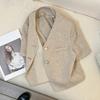 Light Coffee Short Sleeve Small Suit Jacket Female Thin Summer Temperament Ladies Short Jacket Casual Women Blazer Tops