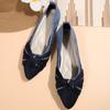 New pointed fly-woven lazy single shoes women's flat-bottomed breathable shallow-mouth bow professional single shoes