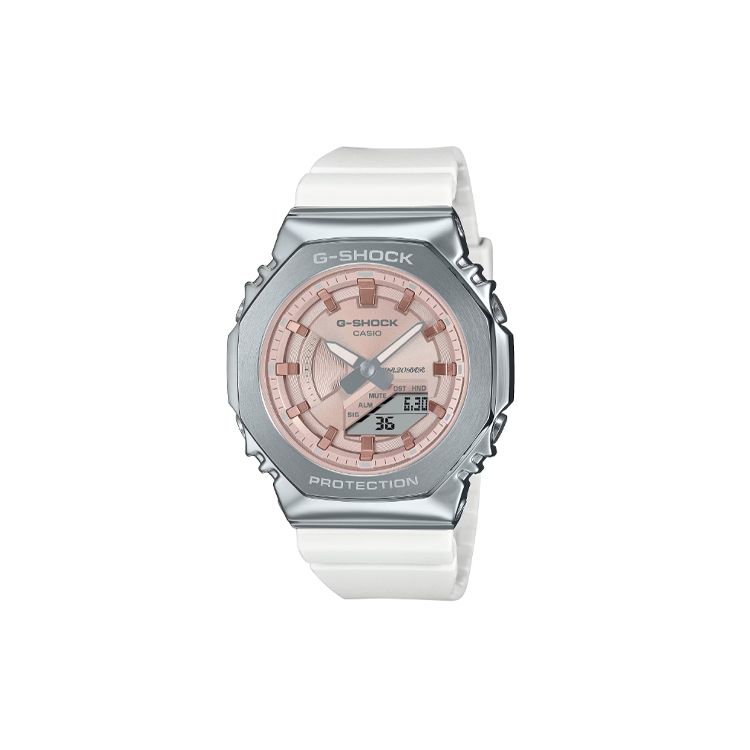Casio Men's Pink All Metal Series Octagonal Winter Shine 200M Waterproof Quartz Movet Resin Strap Unisex Watches Gm-S2100ws-7Ajf