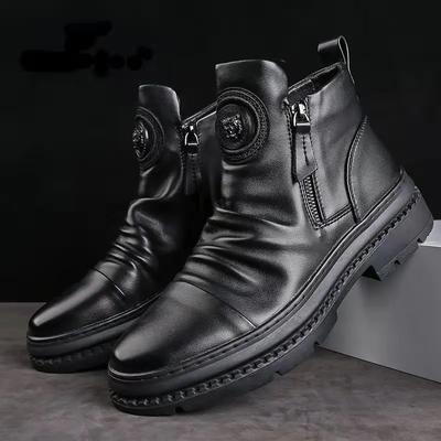 Vintage Men Boots 2024 New Autumn Winter Shoes High Quality Men's Leather Boots Side Zipper Men's Ankle Boots Large Size