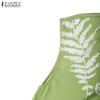 ZANZEA Women Casual Round Neck Loose Casual Sleeveless Print Dress