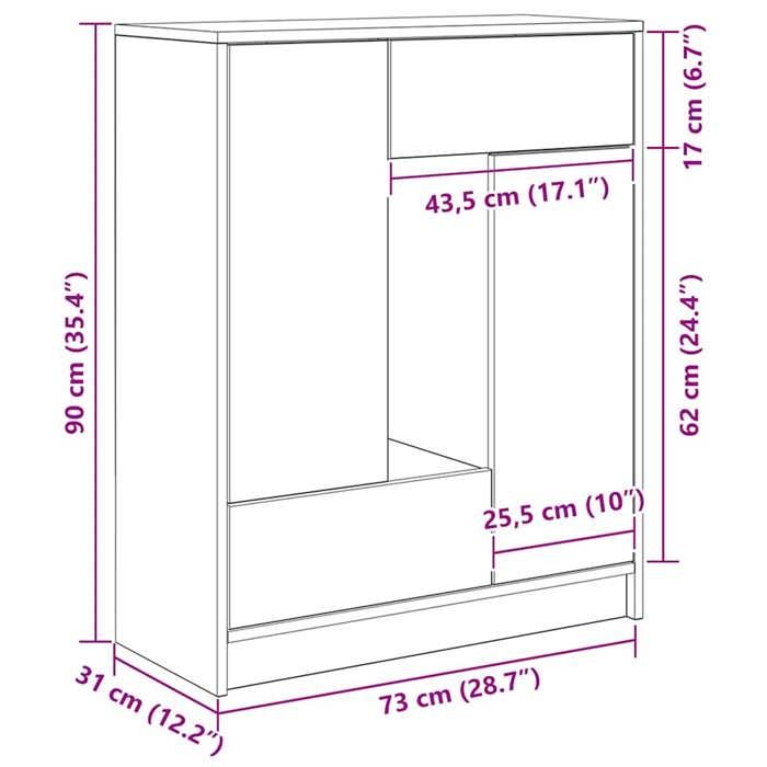 VidaXL Buffet with Drawers and Doors Brown Oak 73x31x90 Cm, Storage Furniture, Buffet Cabinet, Entryway Furniture, 861856