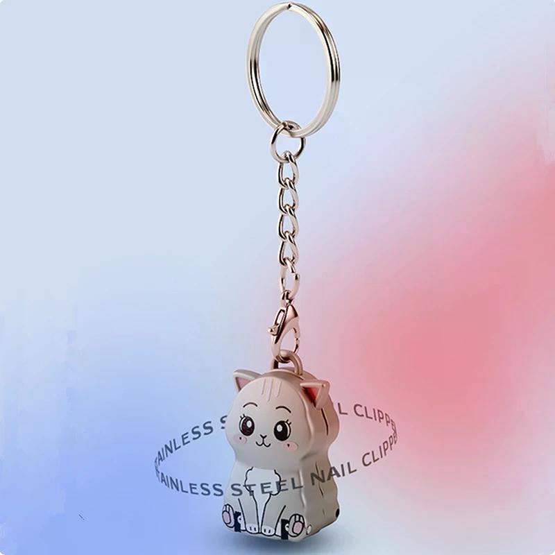 1 Pcs Exquisite Kitten Puppy Shape Keychain Foldable Nail Clipper Stainless Steel Rotary Toenail & Fingernail Manicure Trimmer