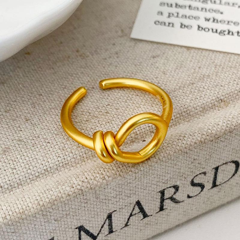 Позолоченное 18K полым узлом Геометрическое Открытое Кольцо для Женщин Минималистичное Модное Мода Личность Аксессуары