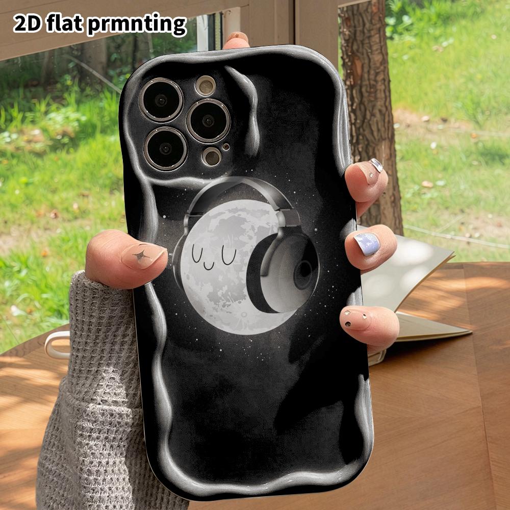 Phone Case: 2D Flat, Suitable for iPhone 18, 17, 16, 15, 14, 13, 12 Pro Protective Case, Cute Moon, Perfect Holiday Gift for Christmas and Halloween