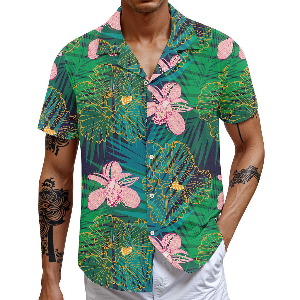 Heren Casual Los T-shirt met Korte Mouwen Mode Bedrukt Shirt Top