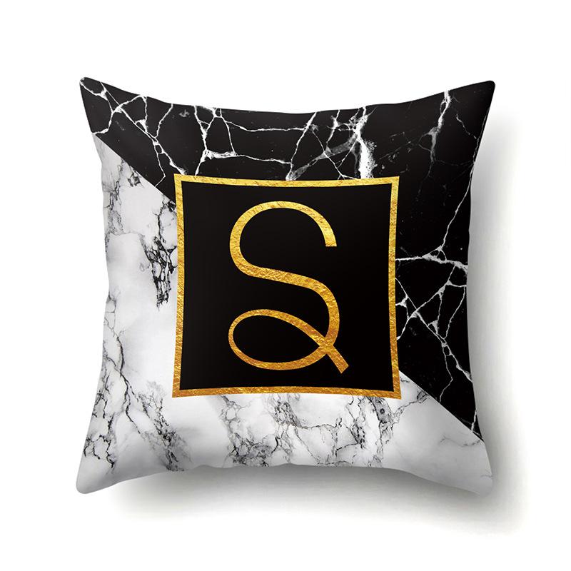 Marble Polyester Pillowcase Home Decoration Printing Pillowcase 26 English Letter Cushion Cover