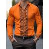Men's Long-Sleeved Shirt with Pattern Design, Fashionable Lapel Button-Down Top, Versatile, Casual and Comfortable Men's Top