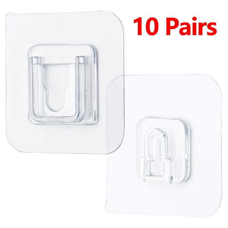 10 Pairs Double Sided Adhesive Wall Hooks Waterproof Clothes Hats Towel Hooks