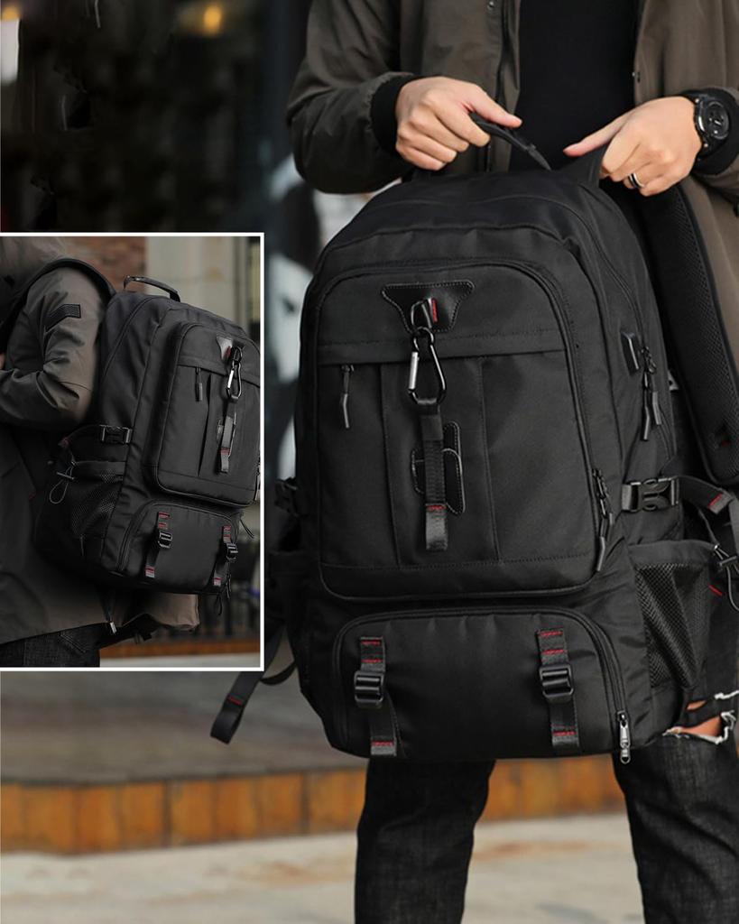 [Yometree] Men's Backpack, Large Capacity 60L~80L Expandable, Lightweight, Fits 17-inch Laptop, Business Backpack, Anti-theft, Travel Backpack, Shoe