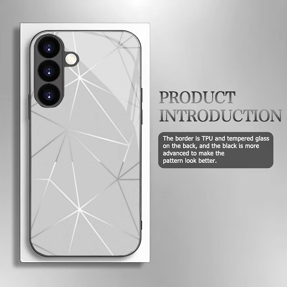 Gradient line pattern tempered glass phone case suitable for Samsung Galaxy S26 S25 S24 S23 S22 S21 S20FE/Ultra/Plus5G anti drop
