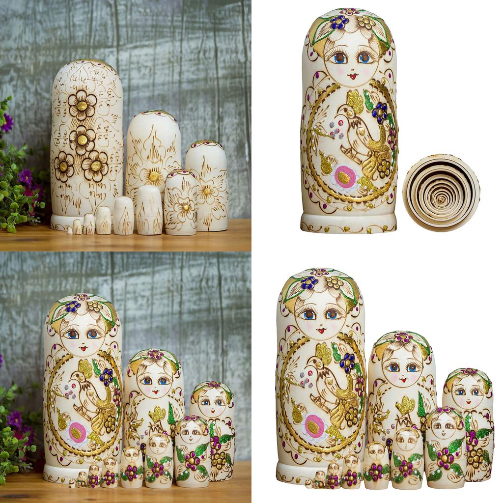 Russian Nesting Dolls 10 Pieces Hand Painted Toy Traditional Matryoshka Doll Traditional Russian Stacking Dolls
