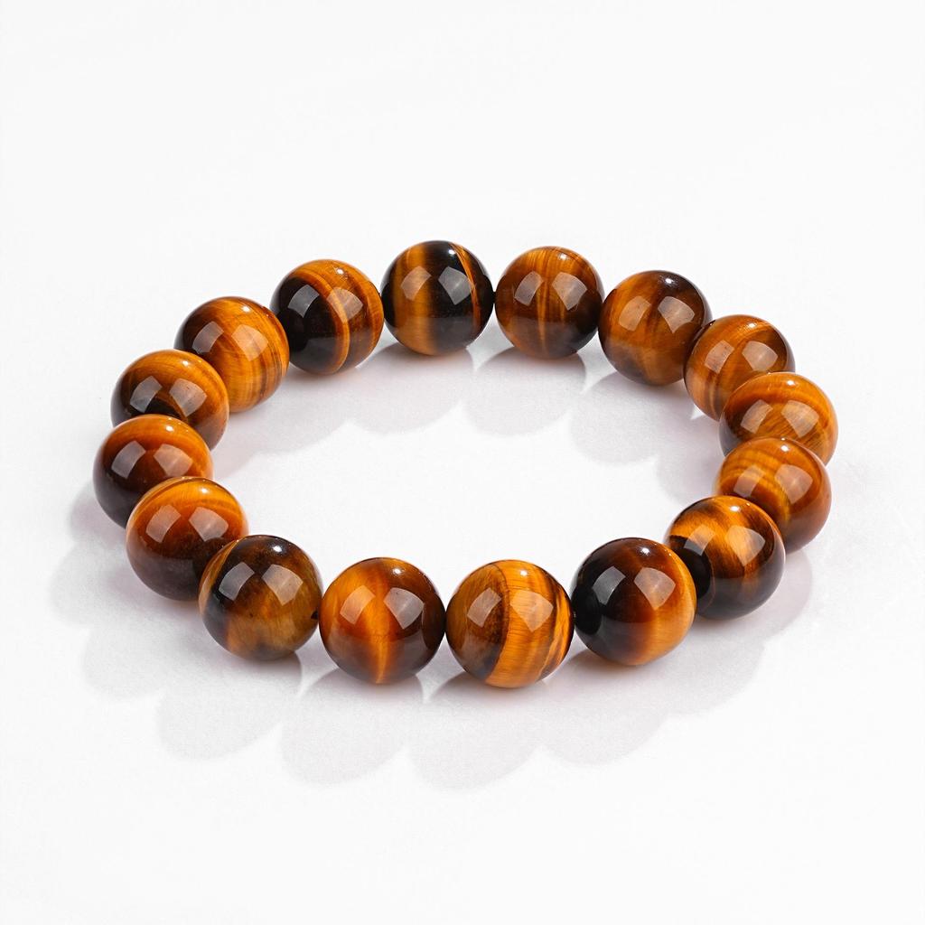 Mei Zhuo Crystal Natural Yellow Tiger Eye Round Bead Bracelet for DIY Stringing