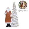 LED Light Up Christmas Tree with Santa Resin Standing Santa Claus Figure with Lighted Tree Figurine for Indoor Tabletop Holiday Decoration