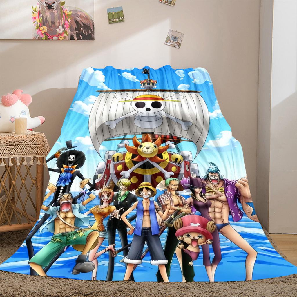 Anime One Piece Luxury Flannel Lightweight Blanket Home Decor Sofa Bed Travel Cover Family Gift LXR137