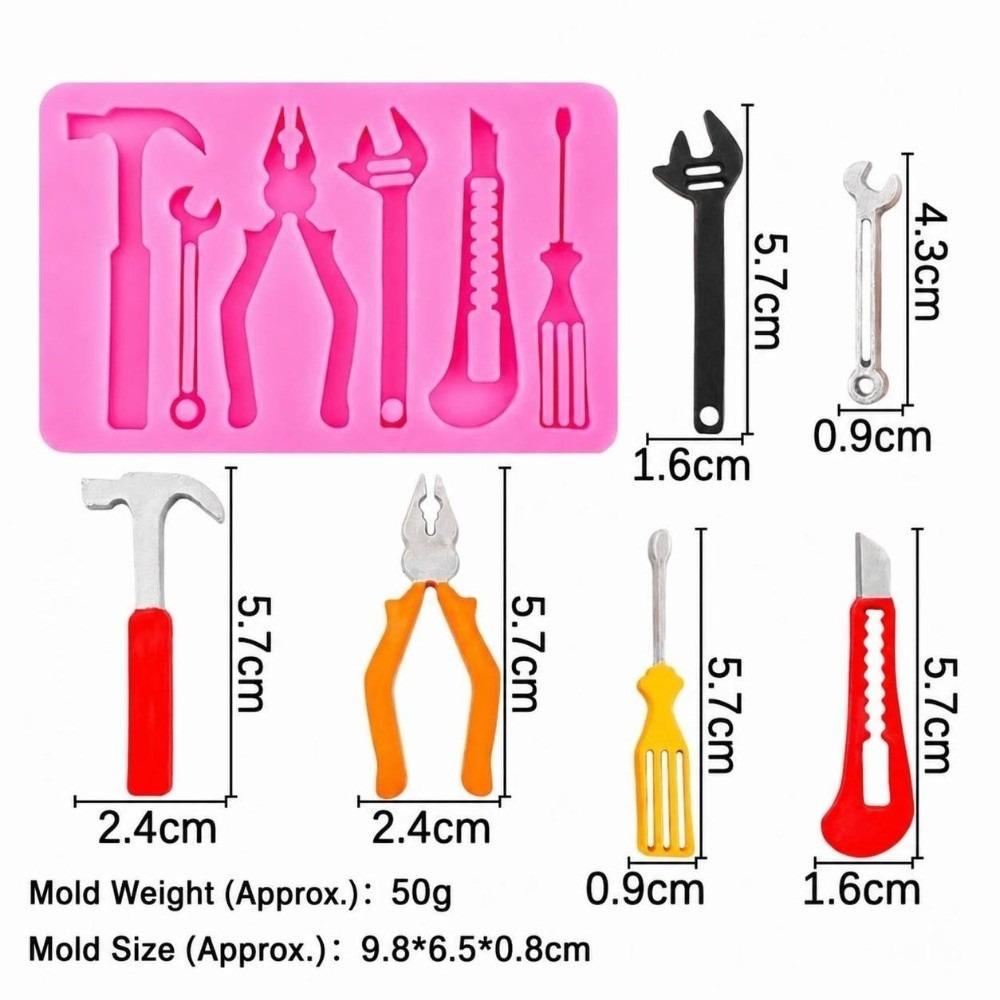 Flexible Silicone Silicone Fondant Mold Hammer Spanner Design Fondant Topper Mold  DIY Projects