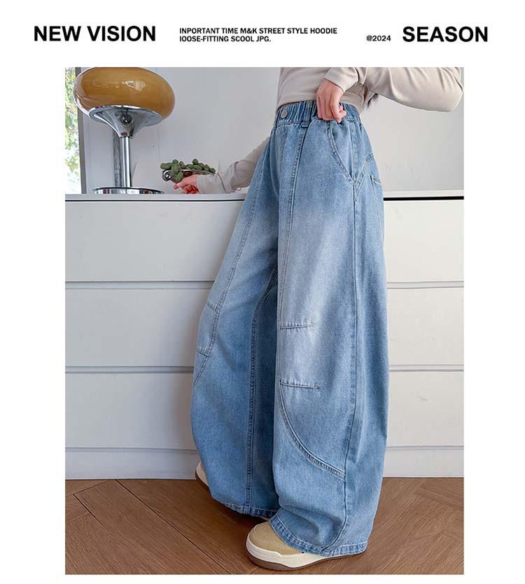 2026 Girls' Straight Leg Solid Color Jeans for Kids