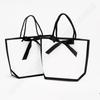 50pcs Ribbon Bow White Paper Tote Gift Bags with Handles Shopping Party Wedding Party Birthday Retail Bags