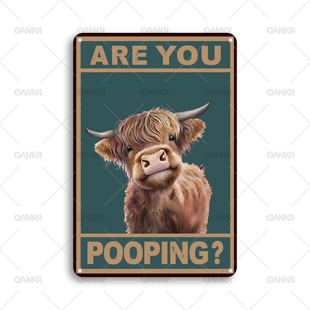 Funny Wall Art Are You Pooping Metal Tin Sign Vintage Bathroom Decor Poster Retro Gothic Home Decor for Apartment or House